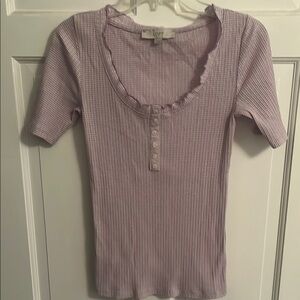 LOFT Lavender Ribbed Ruffled Top sz XS